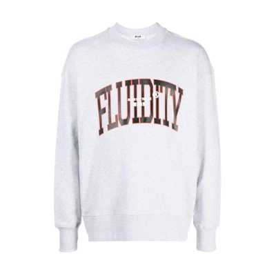 MSGM FW22 Letter Print Oversized Crewneck Sweatshirt Grey Men’s 3340MM169227797-94
