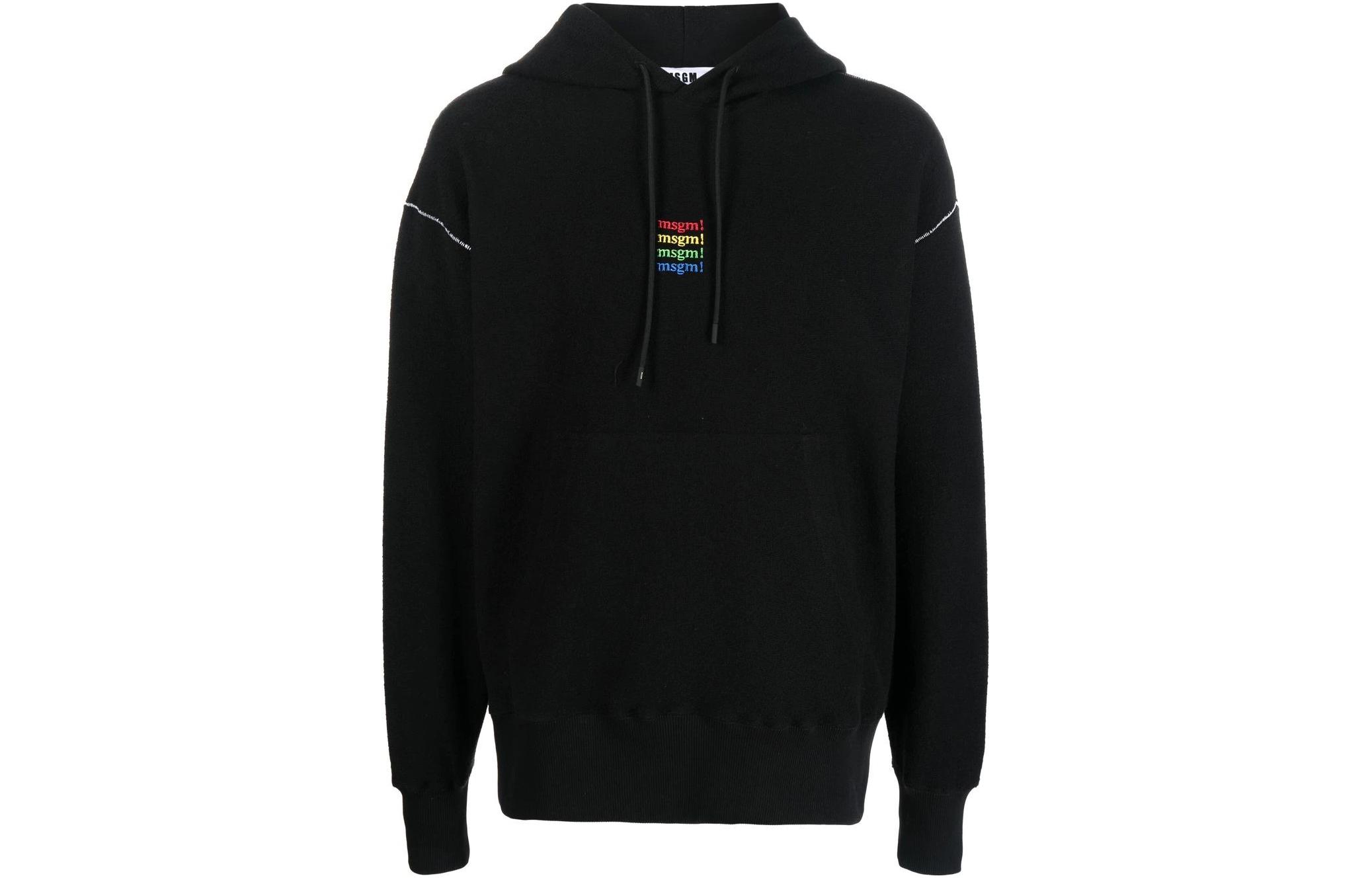 MSGM FW22 Letter Print Pullover Hoodie Men’s Black 3340MM174227799-99