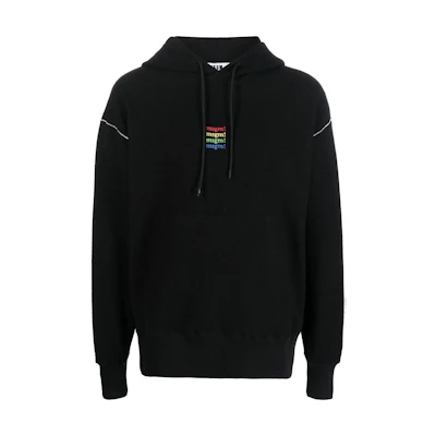 MSGM FW22 Letter Print Pullover Hoodie Men’s Black 3340MM174227799-99