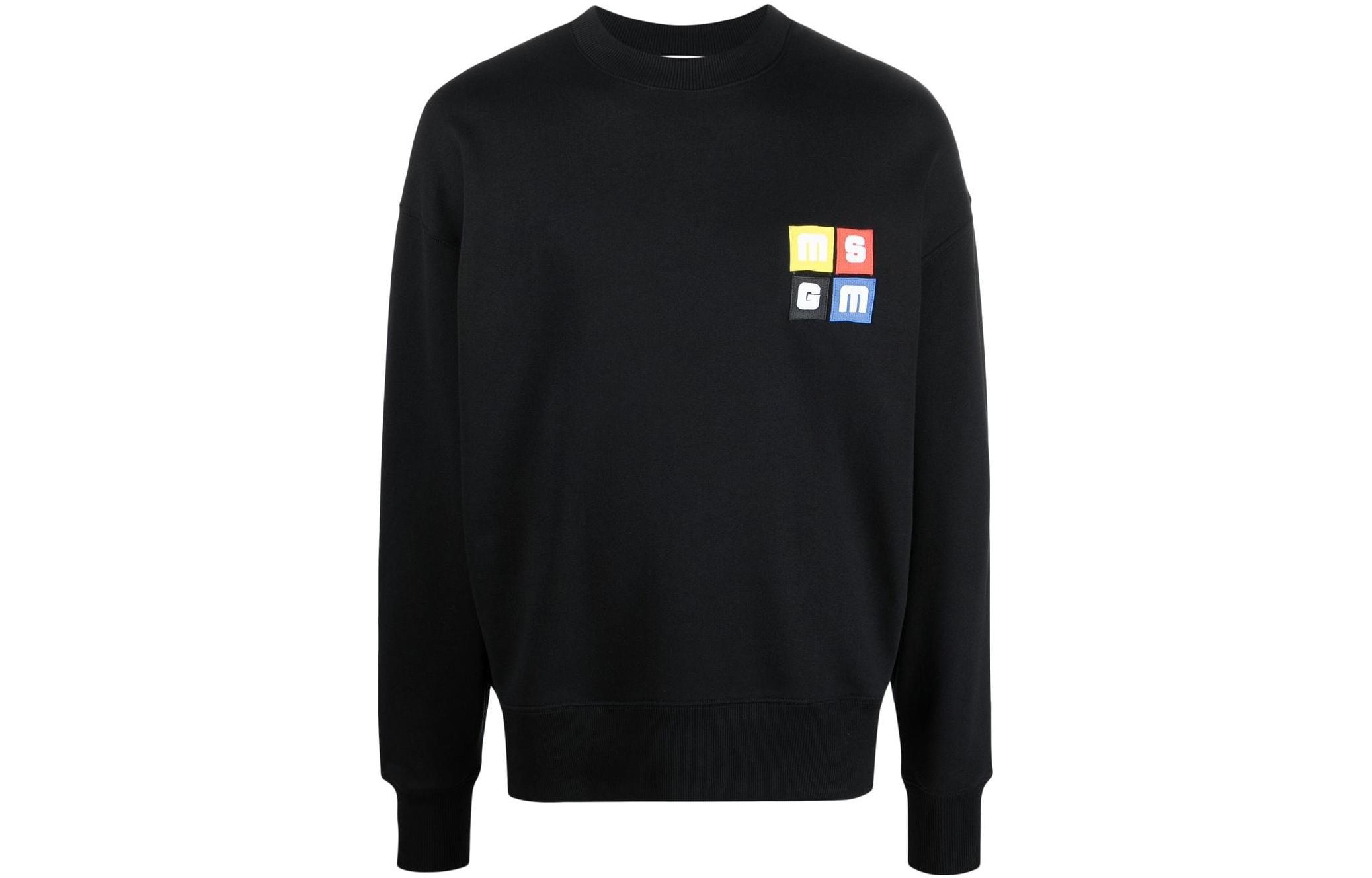 MSGM FW22 Logo Graphic Crewneck Pullover Sweatshirt Black () 3340MM166227799-99