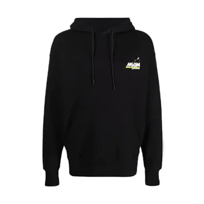 MSGM FW22 Logo Print Black Pullover Hoodie Long-Sleeve 3140MM108217599-99