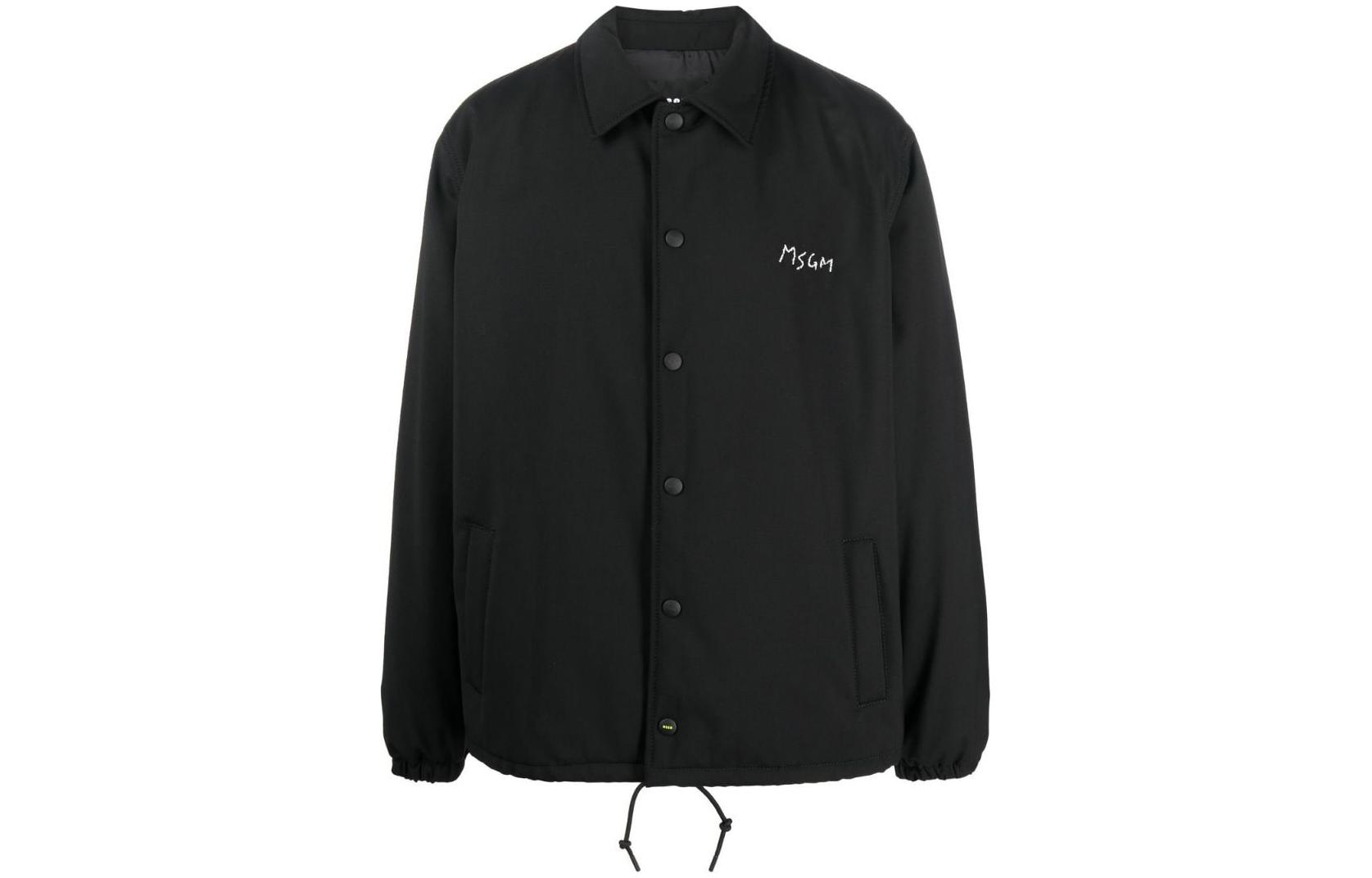 MSGM FW22 Logo Print Button-Up Jacket Black 3340MH21X22760399