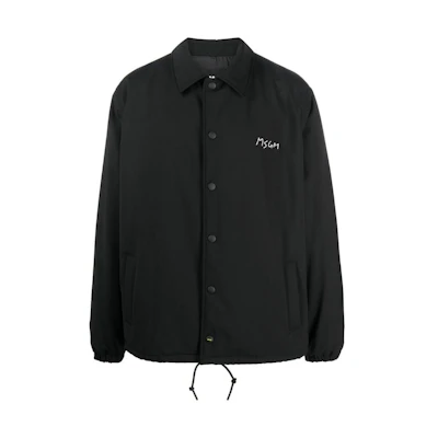 MSGM FW22 Logo Print Button-Up Jacket Black 3340MH21X22760399