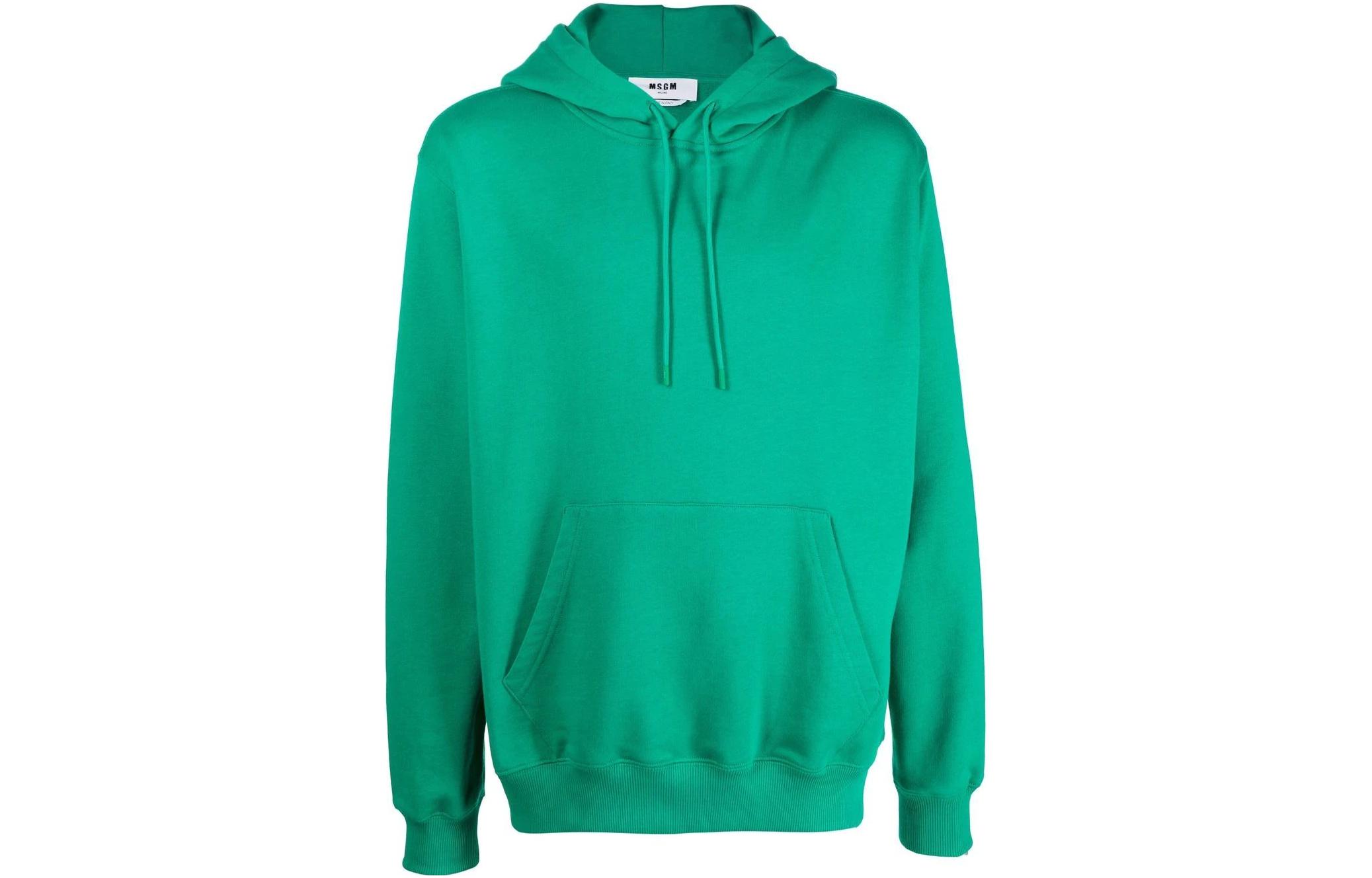 MSGM FW22 Logo Print Green Drawstring Hoodie Long Sleeve 3340MM535227799-38
