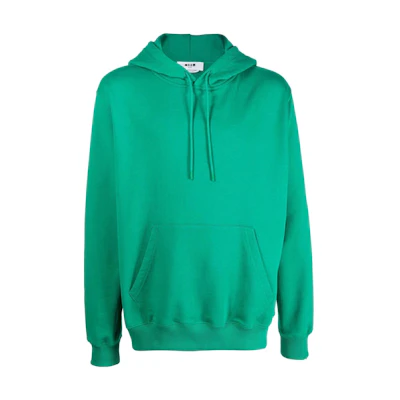 MSGM FW22 Logo Print Green Drawstring Hoodie Long Sleeve 3340MM535227799-38