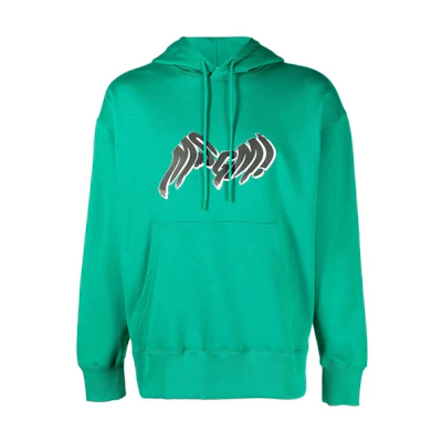 MSGM FW22 Logo Print Green Hoodie Long Sleeve 3340MM18322779938