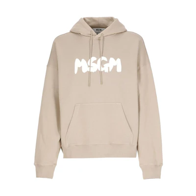 MSGM FW22 Logo Print Hoodie Khaki Long Sleeve 3340MM17222779924