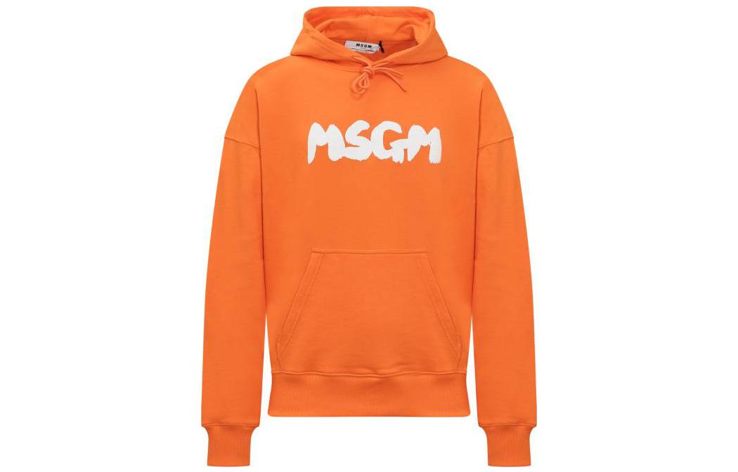 MSGM FW22 Logo Print Hoodie Orange 3340MM17222779910