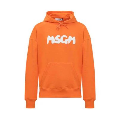 MSGM FW22 Logo Print Hoodie Orange 3340MM17222779910