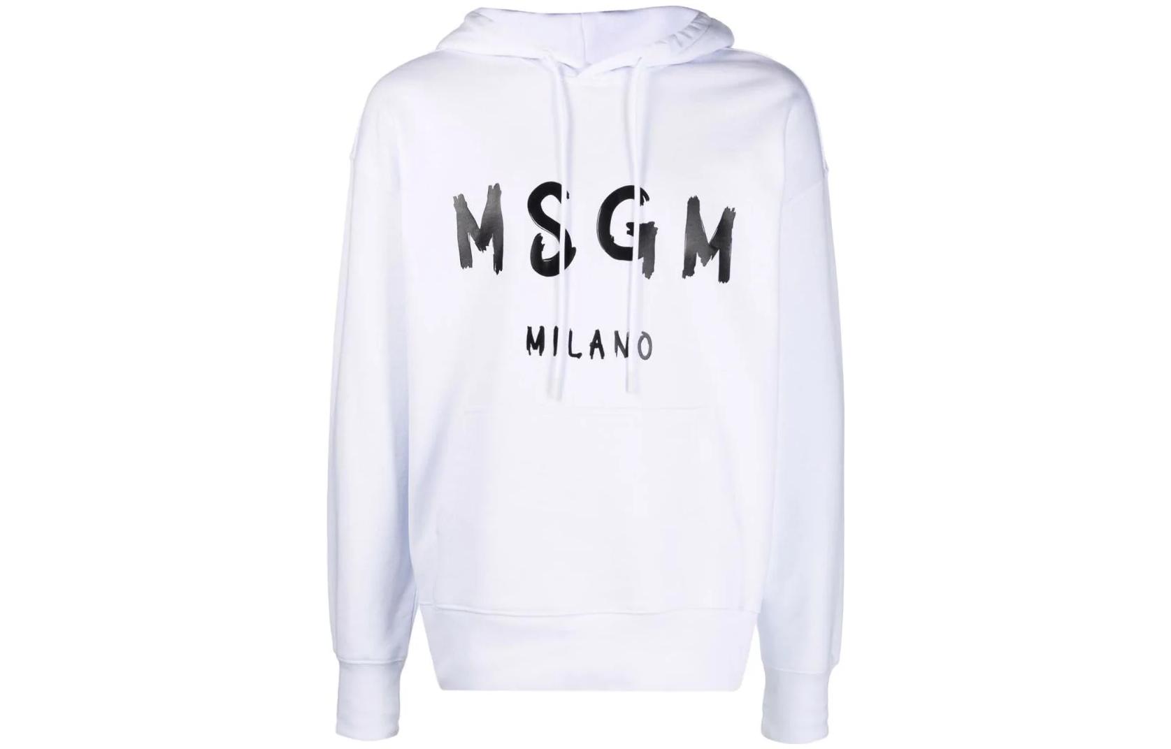 MSGM FW22 Logo Print Pullover Oversized Sweatshirt White 2000MM51520000001
