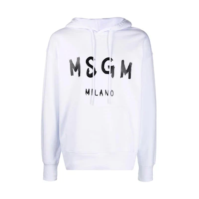 MSGM FW22 Logo Print Pullover Oversized Sweatshirt White 2000MM51520000001