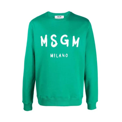 MSGM FW22 Logo Printed Crewneck Long Sleeve Sweatshirt Men 3340MM513227799VERDE