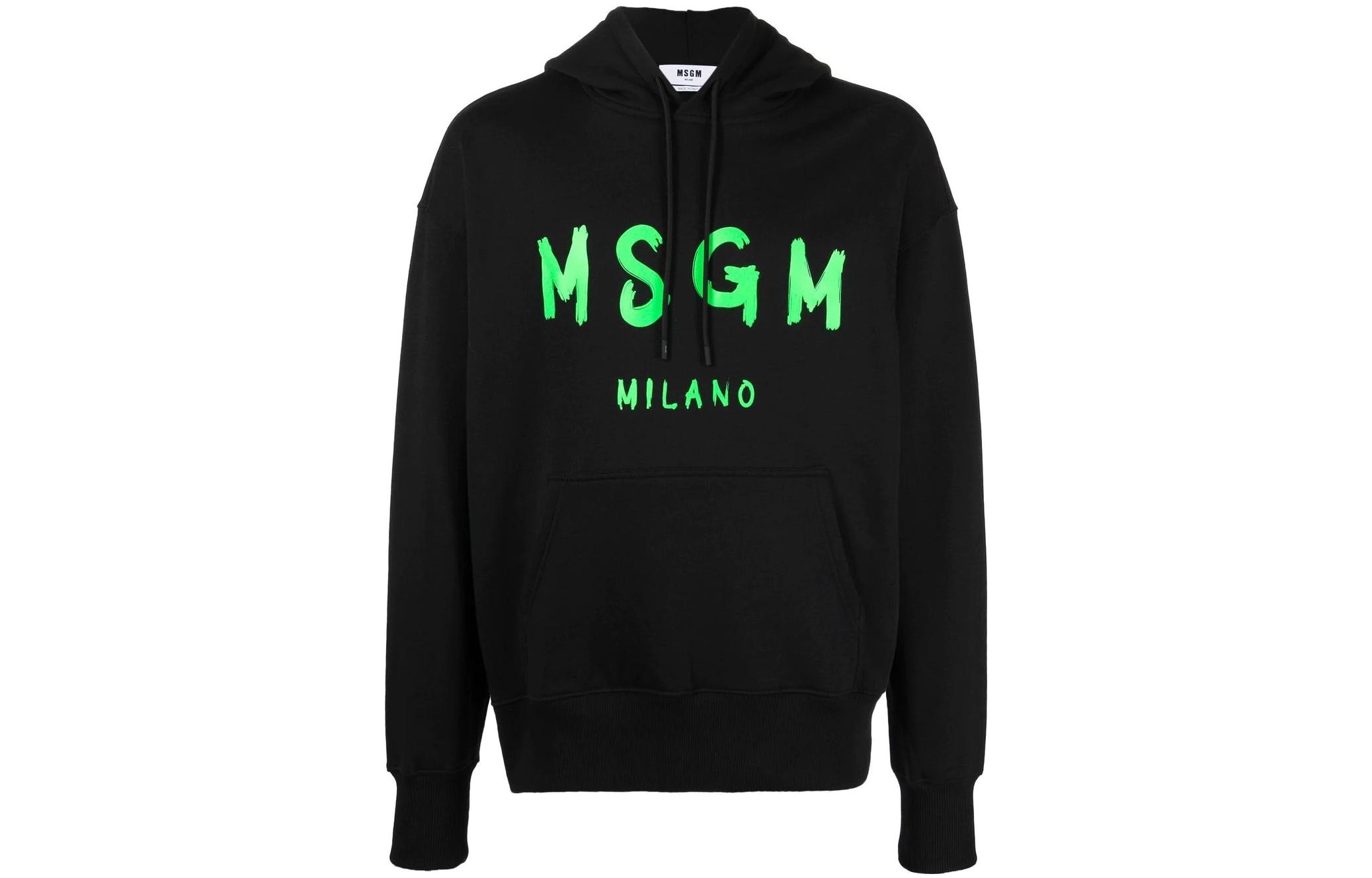 MSGM FW22 Logo Printed Hoodie Black 3340MM515F227799-99
