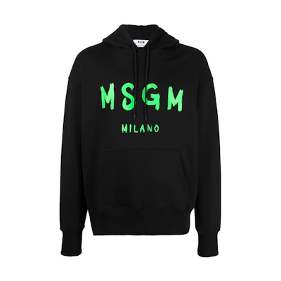 MSGM FW22 Logo Printed Hoodie Black 3340MM515F227799-99