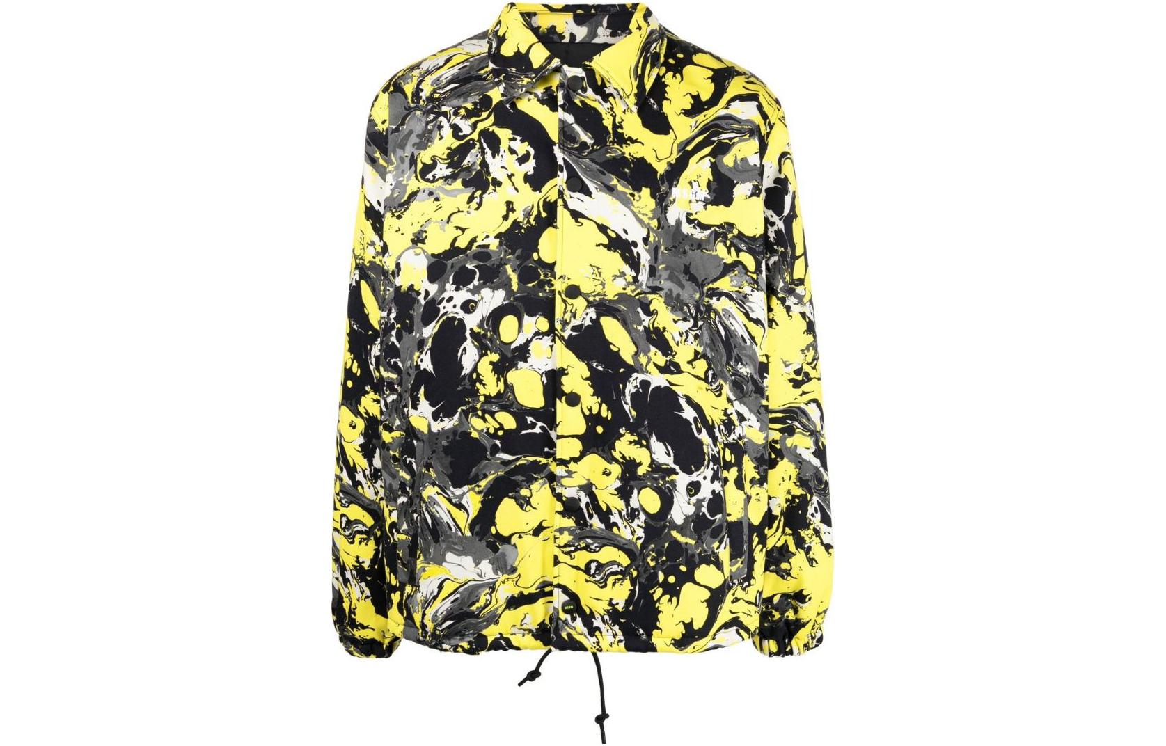 MSGM FW22 Marble Print Shirt Jacket Yellow Unisex 3340MH21AX22755206