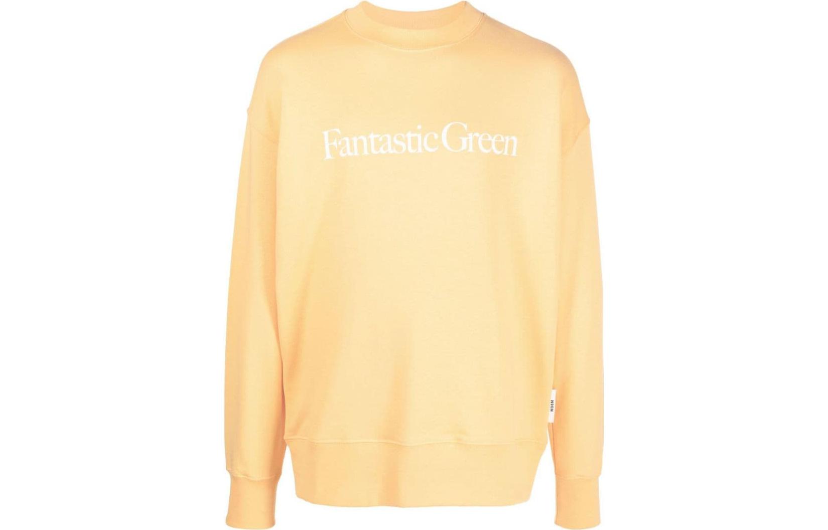 MSGM FW22 Orange Letter Print Crewneck Long Sleeve Sweatshirt Mens 3240MM19122728910