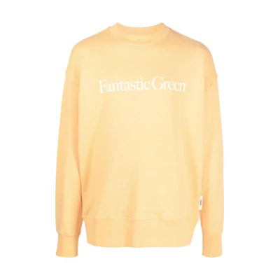 MSGM FW22 Orange Letter Print Crewneck Long Sleeve Sweatshirt Mens 3240MM19122728910