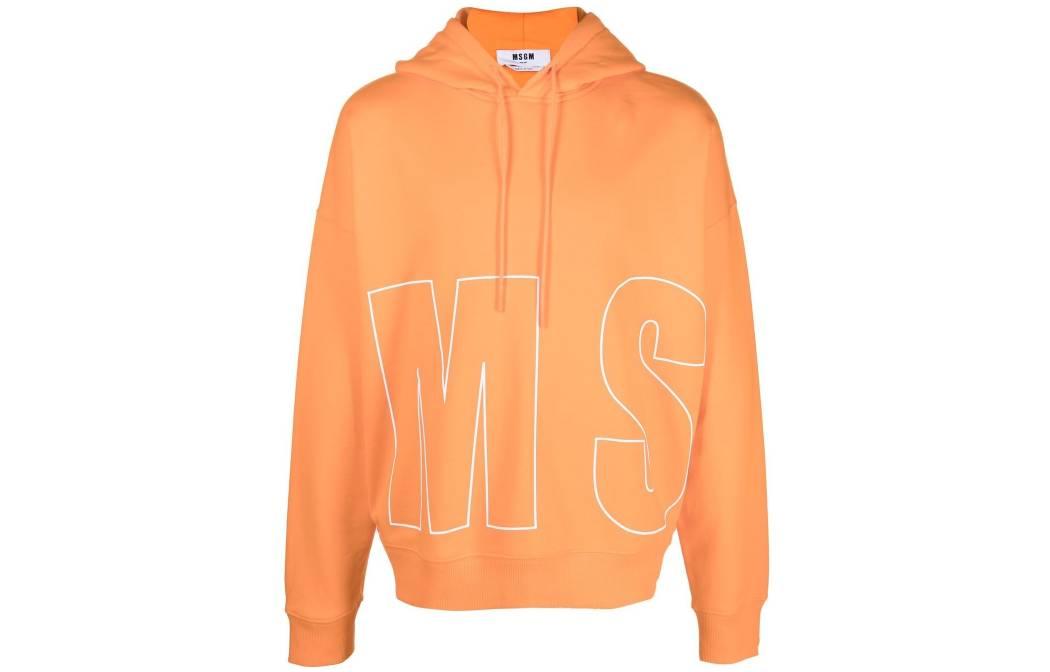 MSGM FW22 Oversized Logo Hoodie Orange Mens 3340MM164227799-10