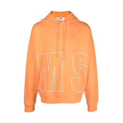 MSGM FW22 Oversized Logo Hoodie Orange Mens 3340MM164227799-10