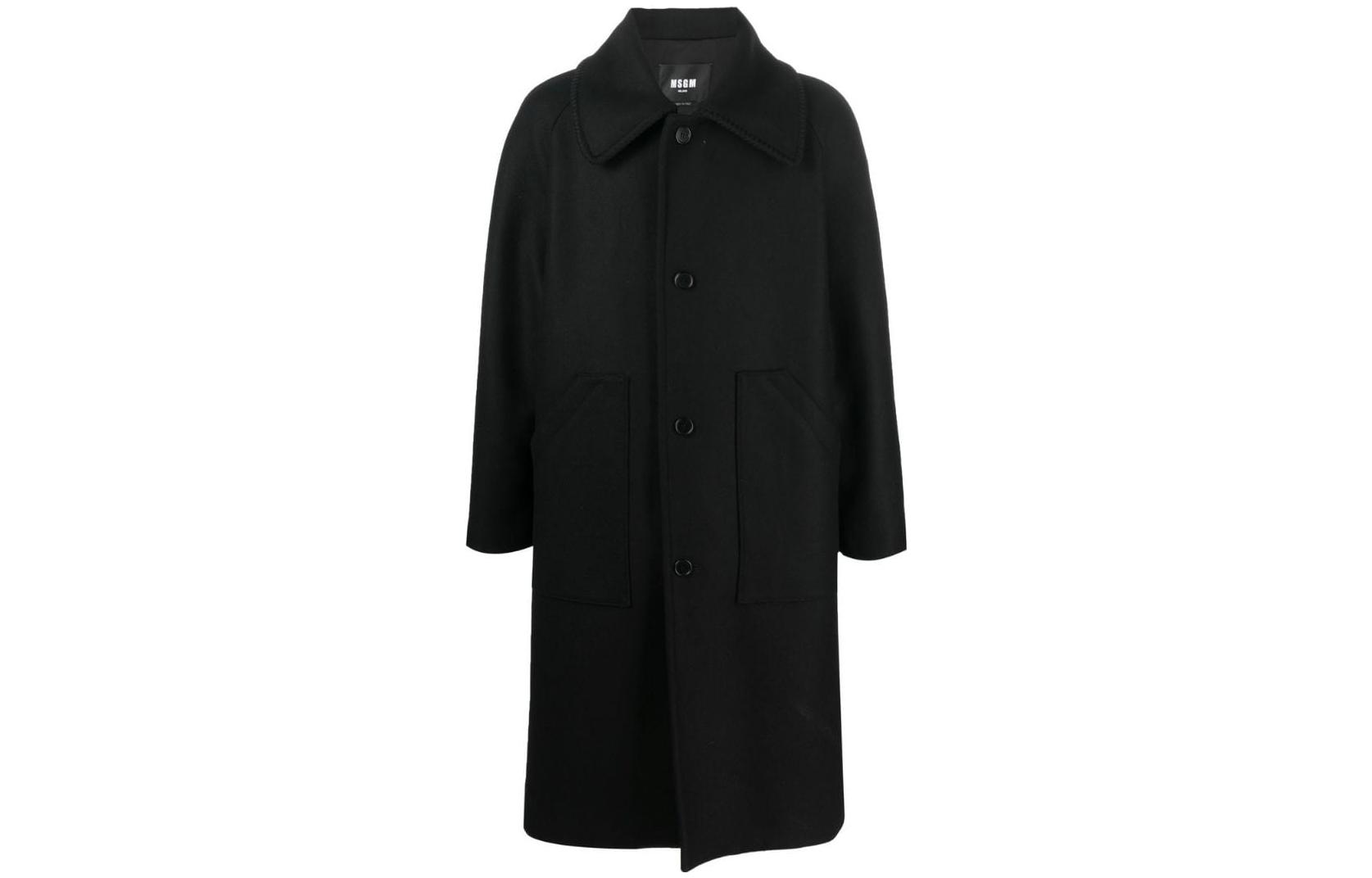 MSGM FW22 Oversized Solid Color Single-Breasted Jacket Black Menswear 3340MC04YX22751299