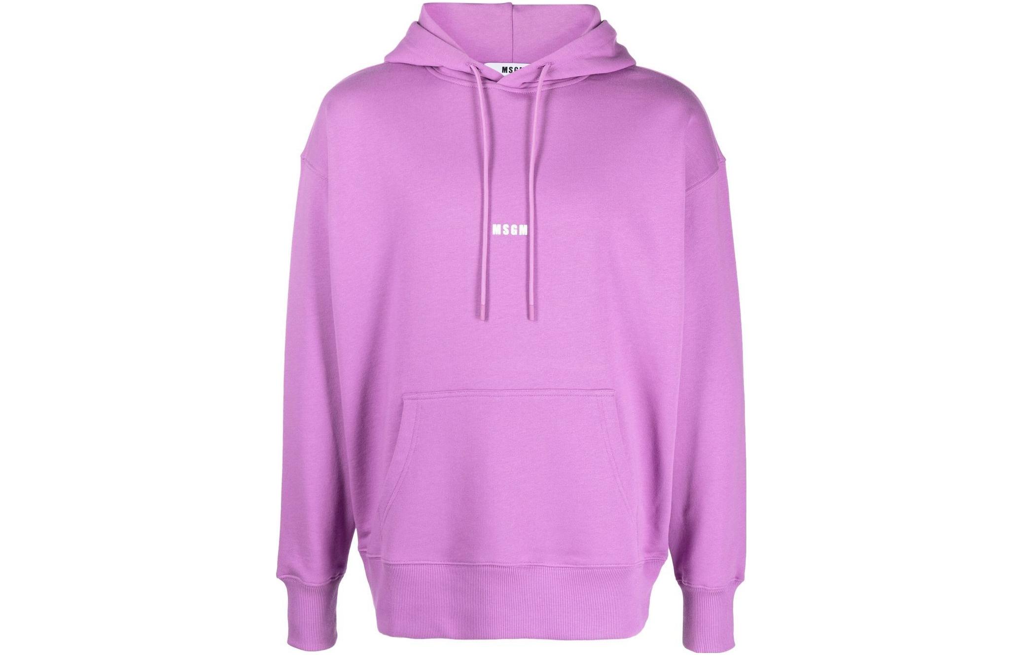 MSGM FW22 Purple Pullover Hoodie with Letter Logo Print () 3340MM509227799-72