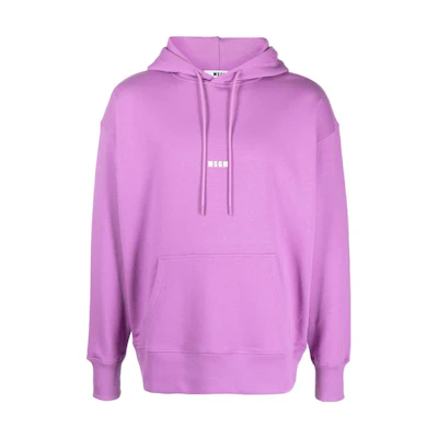 MSGM FW22 Purple Pullover Hoodie with Letter Logo Print () 3340MM509227799-72