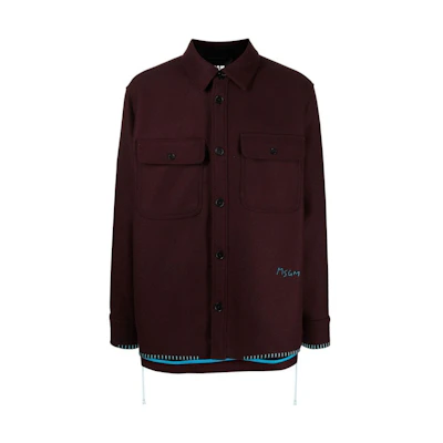 MSGM FW22 Solid Color Button-Up Shirt Jacket Brown 3340MH14-X227512-30