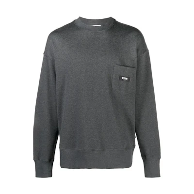 MSGM FW22 Solid Color Crewneck Pullover Sweatshirt Men’s Charcoal Gray 3340MM17622779798