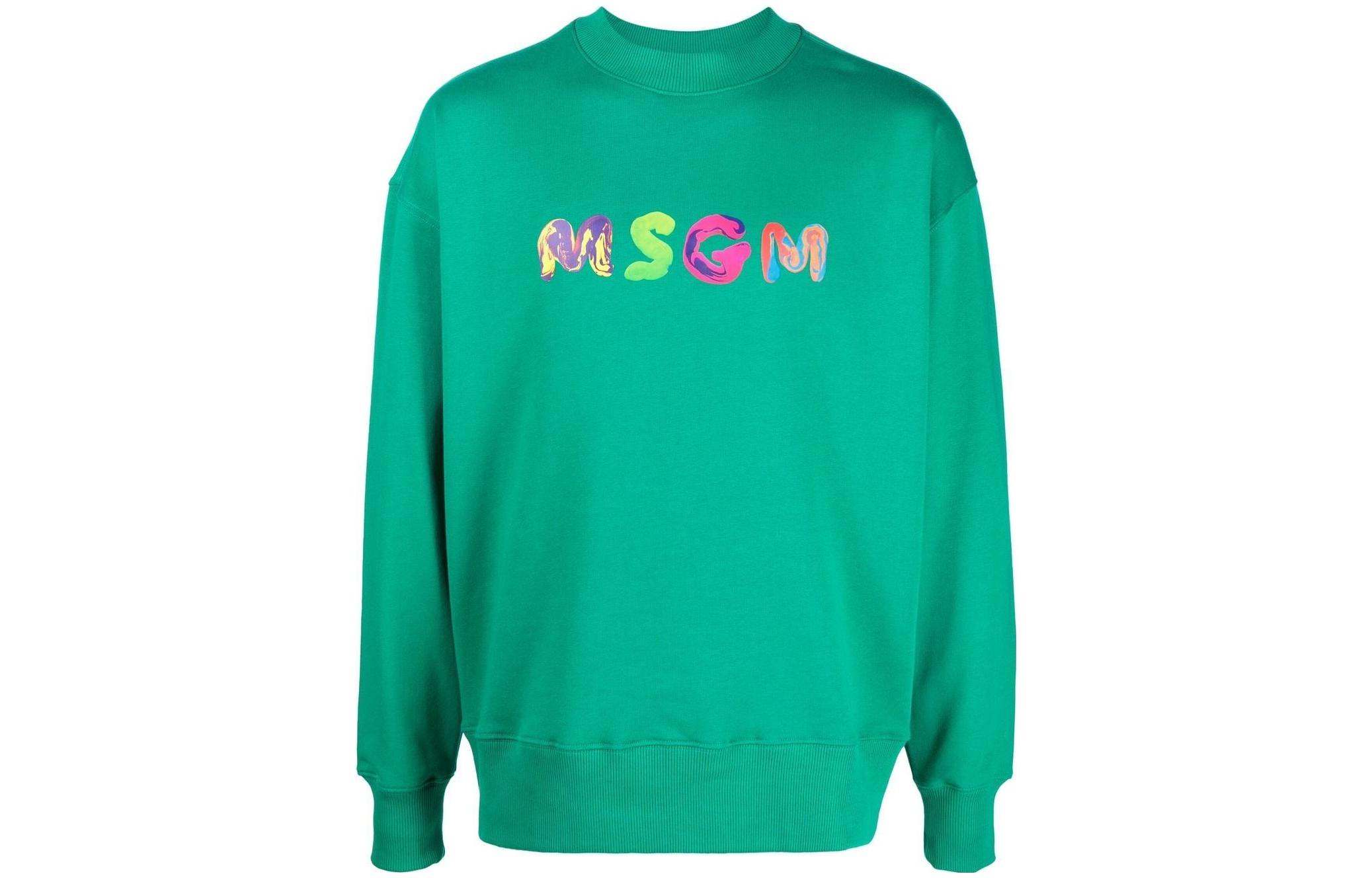 MSGM FW22 Solid Color Logo Print Crewneck Sweatshirt 3340MM175227799-38
