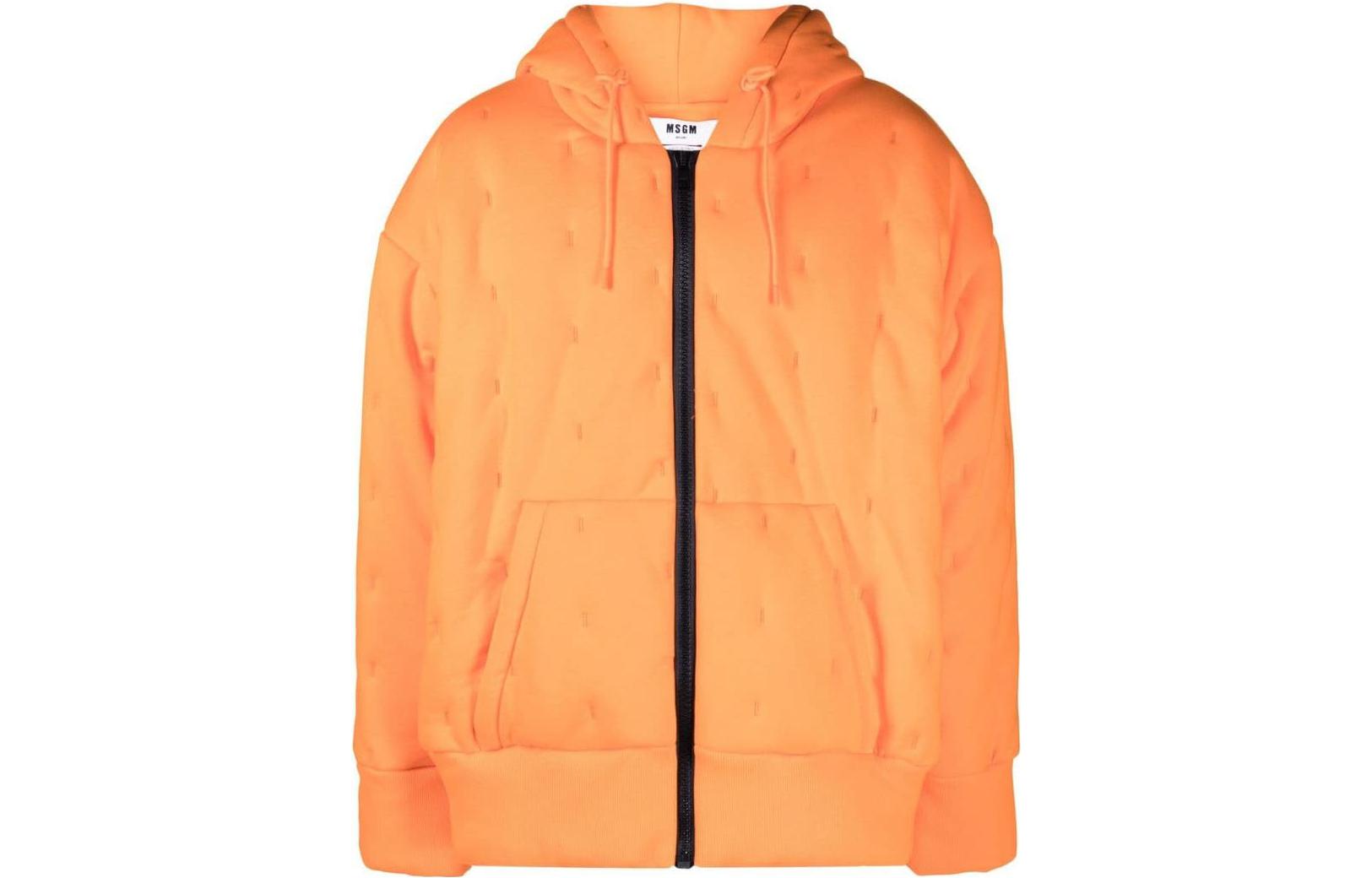 MSGM FW22 Solid Color Padded Hooded Jacket Orange 3340MM19622779910