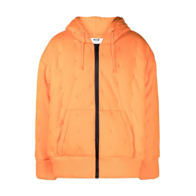 MSGM FW22 Solid Color Padded Hooded Jacket Orange 3340MM19622779910