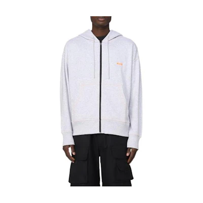 MSGM FW22 Solid Color Zip-Up Hoodie with Drawstring - Grey 3340MM189227797-94