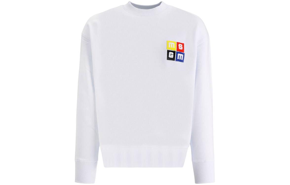MSGM FW22 Solid Logo Patch Crewneck Long Sleeve Casual Sweatshirt Men 3340MM166227799-01