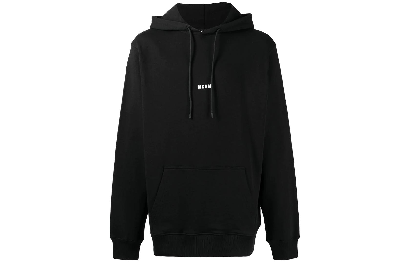 MSGM FW22 Solid Logo Print Cotton Hoodie Black () 3240MM1022272-99