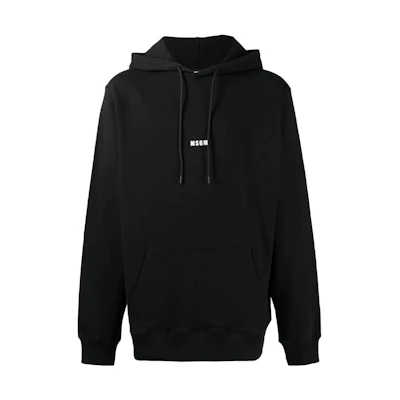MSGM FW22 Solid Logo Print Cotton Hoodie Black () 3240MM1022272-99