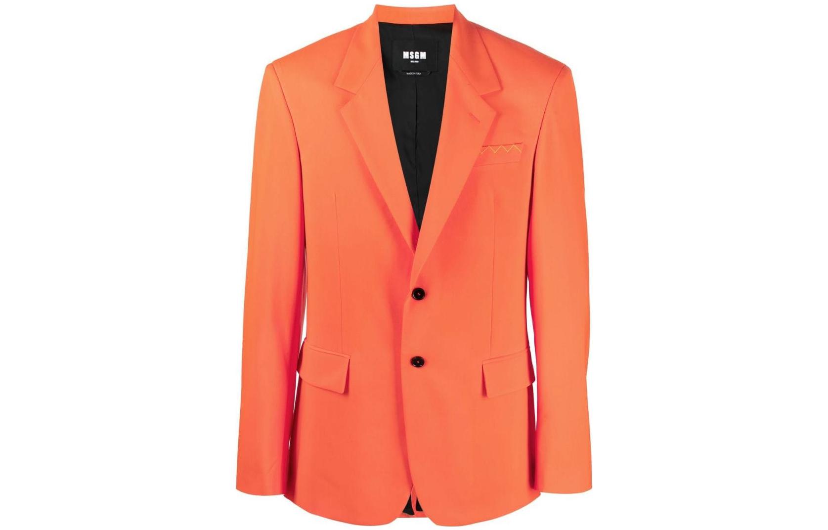MSGM FW22 Solid Orange Button-Up Jacket 3340MG022-276030-9