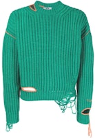 MSGM FW22 Solid Ribbed Knit Crewneck Sweater Green 3340MM12422757535 MSGM FW22 Solid Ribbed Knit Crewneck Sweater Green 3340MM12422757535