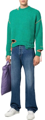 MSGM FW22 솔리드 립 니트 크루넥 스웨터 그린 3340MM12422757535 Lookbook MSGM FW22 솔리드 립 니트 크루넥 스웨터 그린 3340MM12422757535