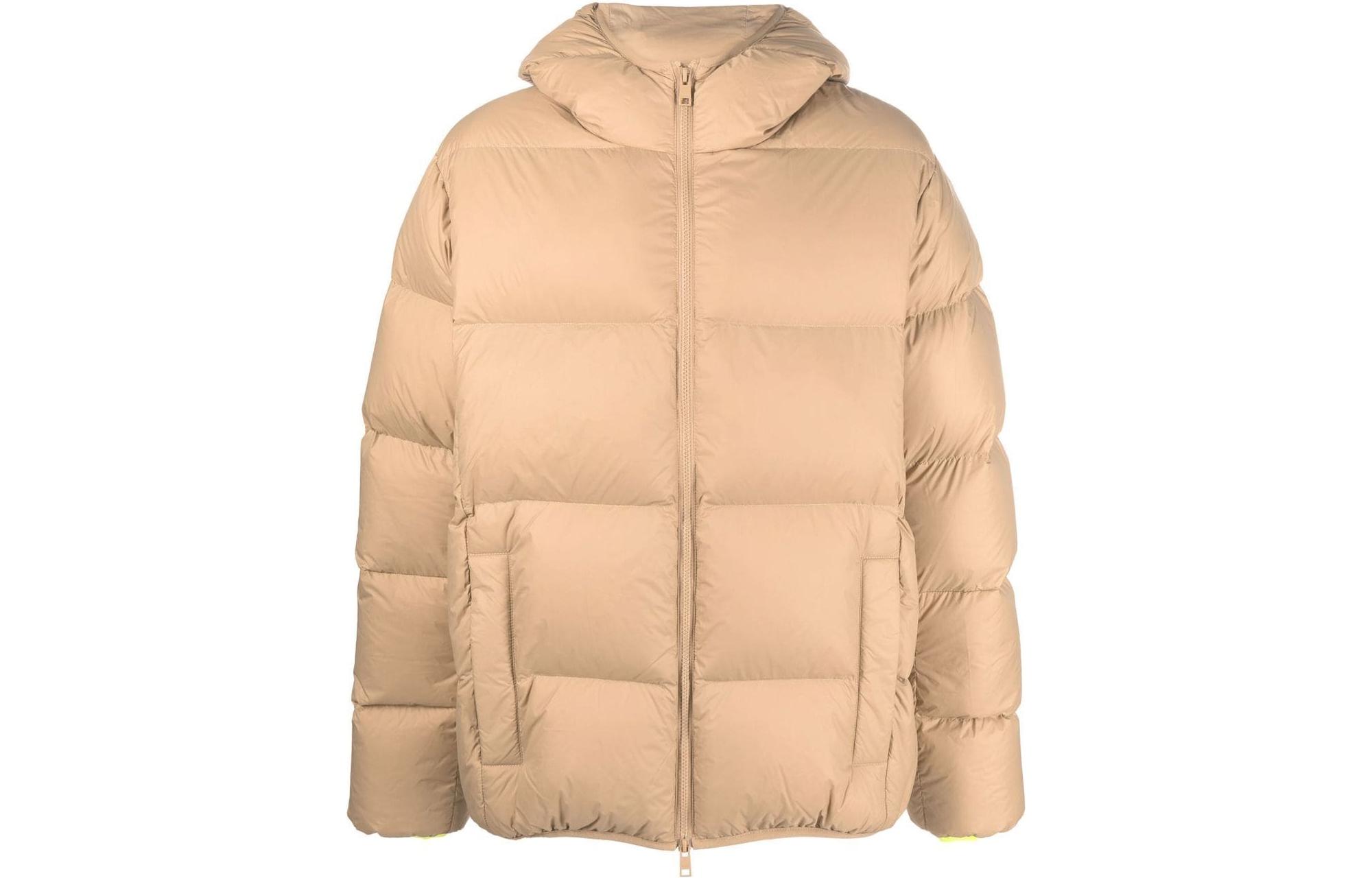 MSGM FW22 Tan Hoodie Jacket with Logo Print 3340MH16227701-23