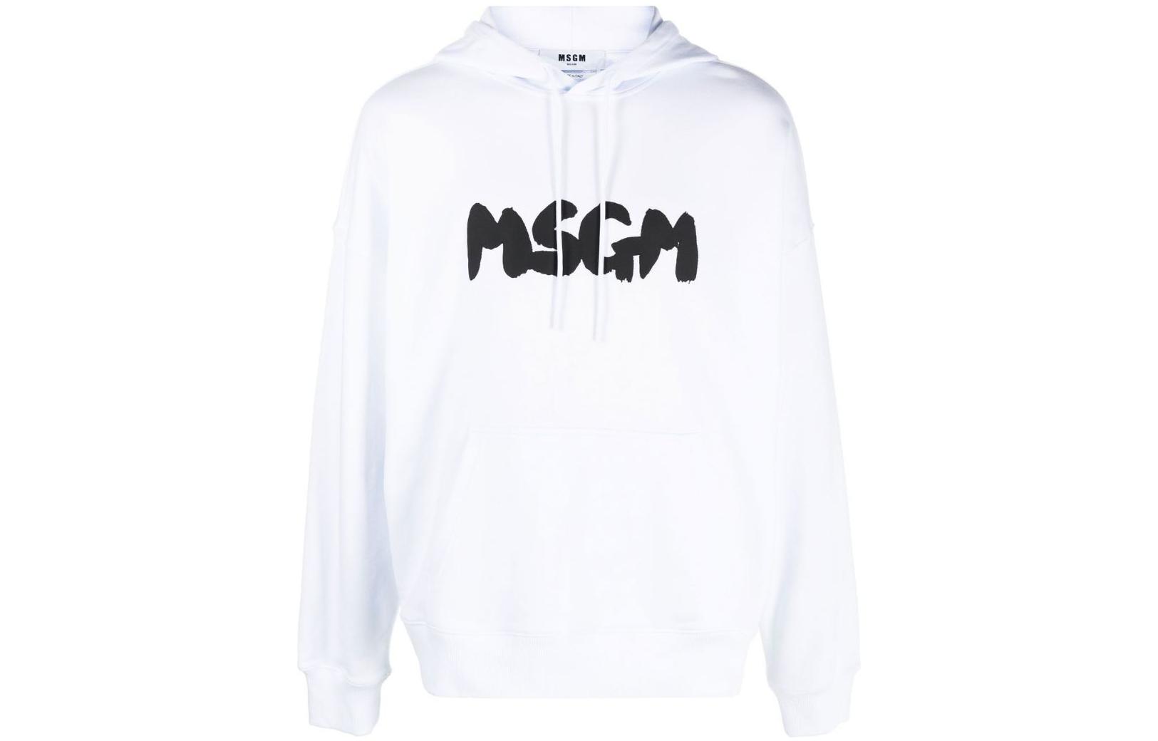 MSGM FW22 White Hoodie with Letter Print Design 3340MM17222779901