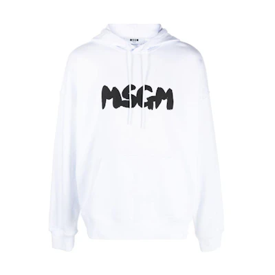 MSGM FW22 White Hoodie with Letter Print Design 3340MM17222779901