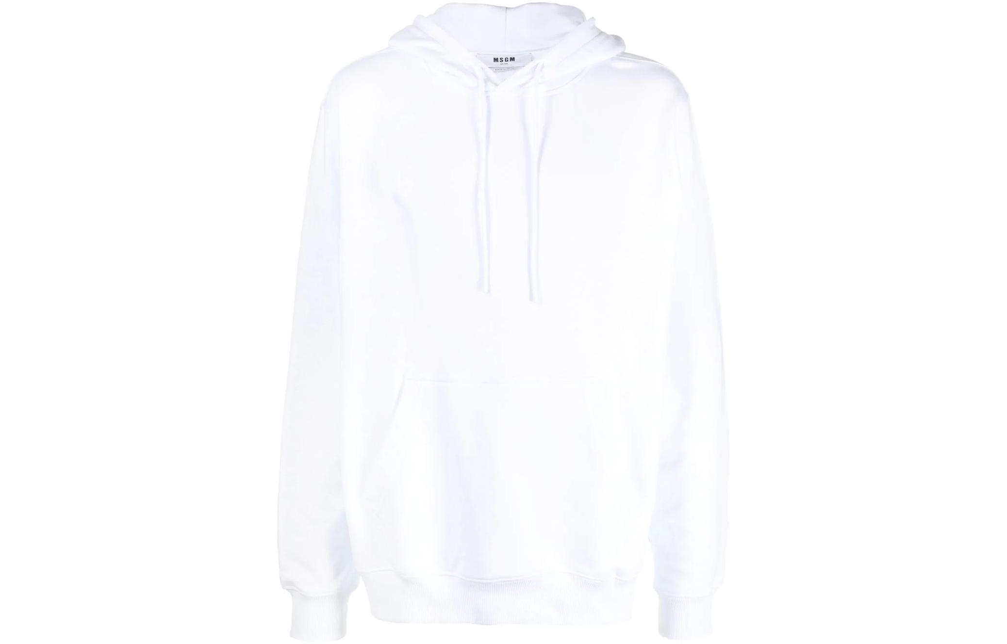 MSGM FW22 White Logo Print Pullover Hoodie Fashion 3340MM535F227799-01
