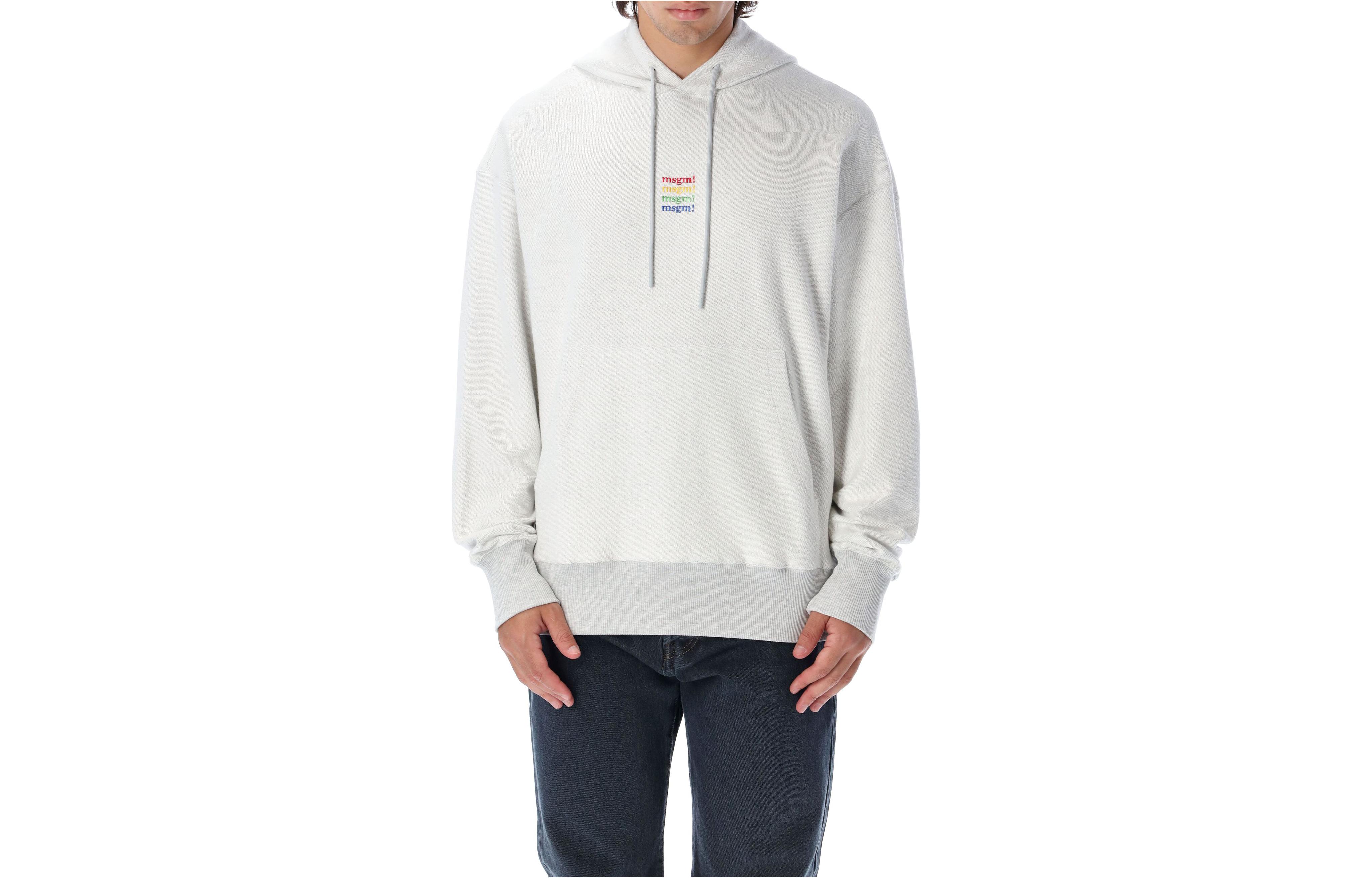 MSGM FW22 White Pullover Sweatshirt with Logo Print Long Sleeve for Men 22A3340MM17422779794