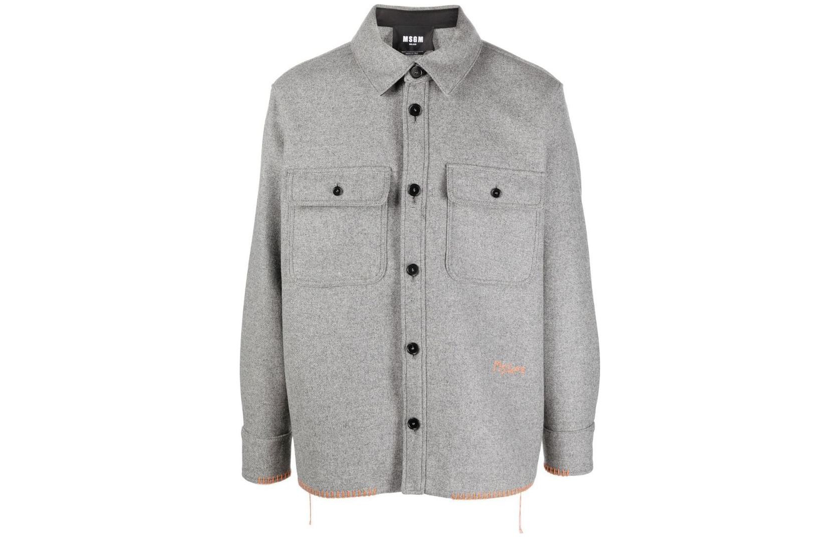 MSGM FW22 Wool Shirt Jacket with Lockstitch Detail Grey () 3340MH14X-227511-96