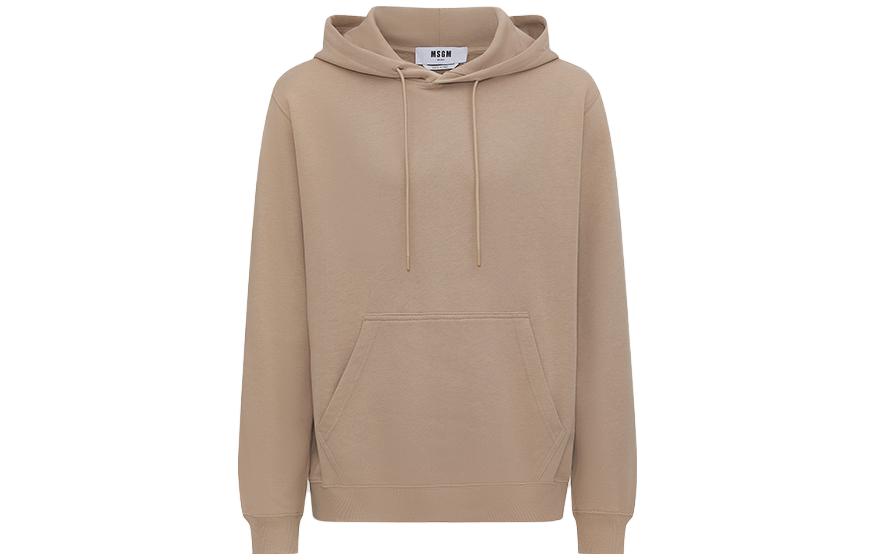MSGM FW23 Beige Pullover Hoodie with Drawstring & Letter Print 3540MM535237799-23