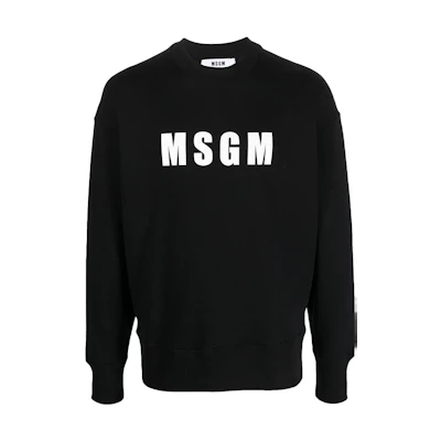 MSGM FW23 Black Letter Print Crewneck Casual Sweatshirt 3440MM16223700099-BLACK