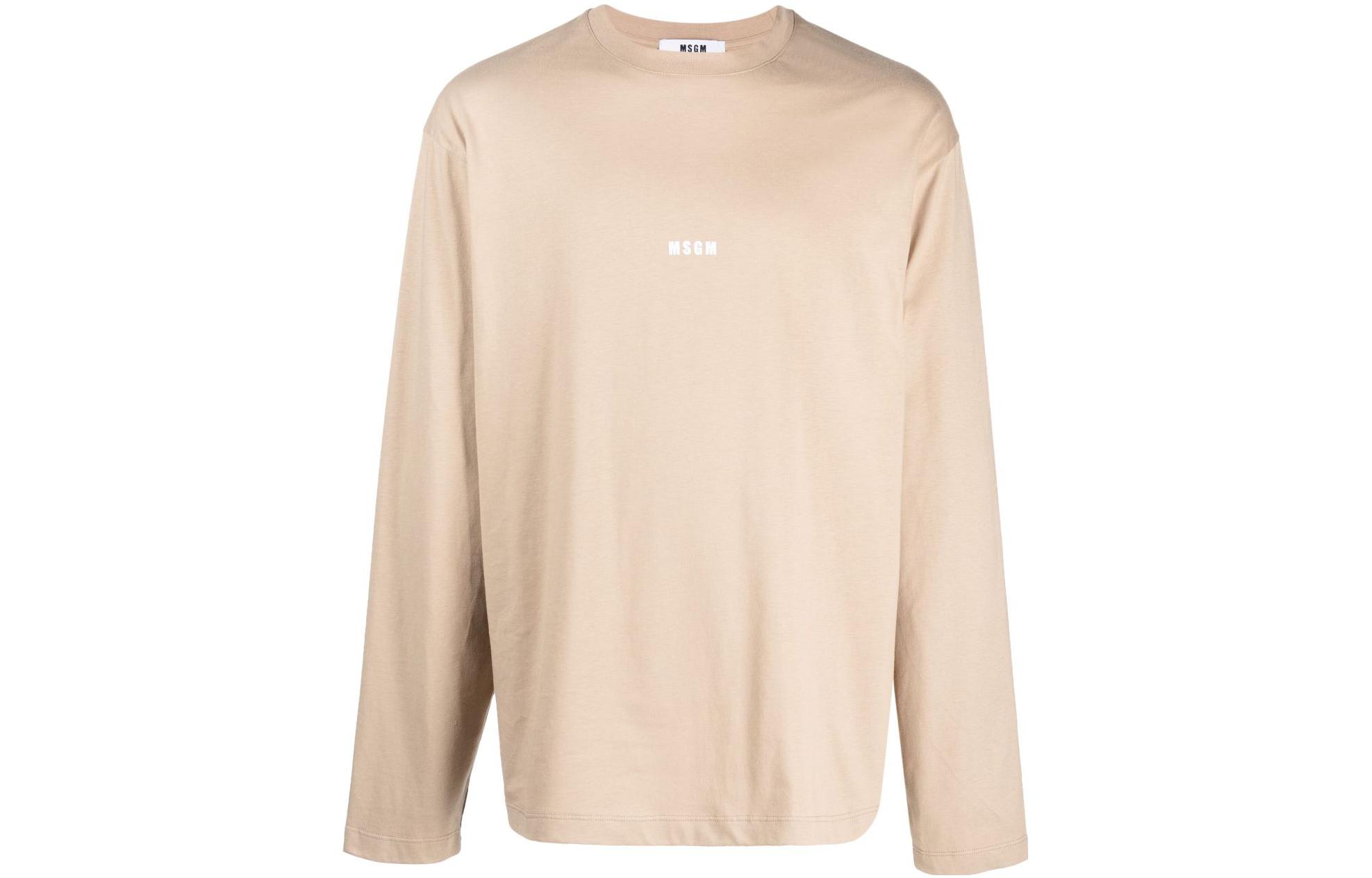 MSGM FW23 Brown Crewneck Pullover with Letter Print 3540MM501237798-BROWN