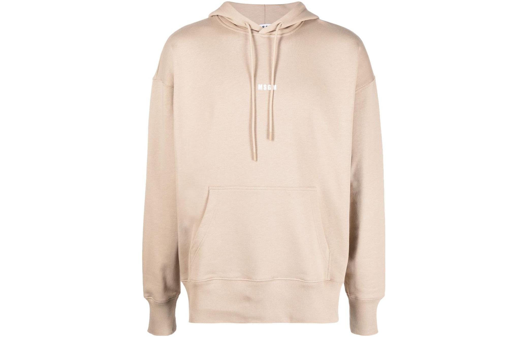 MSGM FW23 Brown Letter Print Comfort Hoodie 3540MM509237799-BROWN