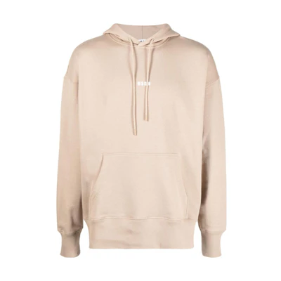 MSGM FW23 Brown Letter Print Comfort Hoodie 3540MM509237799-BROWN