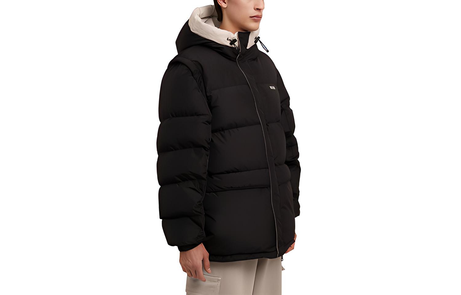 MSGM FW23 Colorblock Logo Hooded Jacket Black () 3540MH03-237705-99